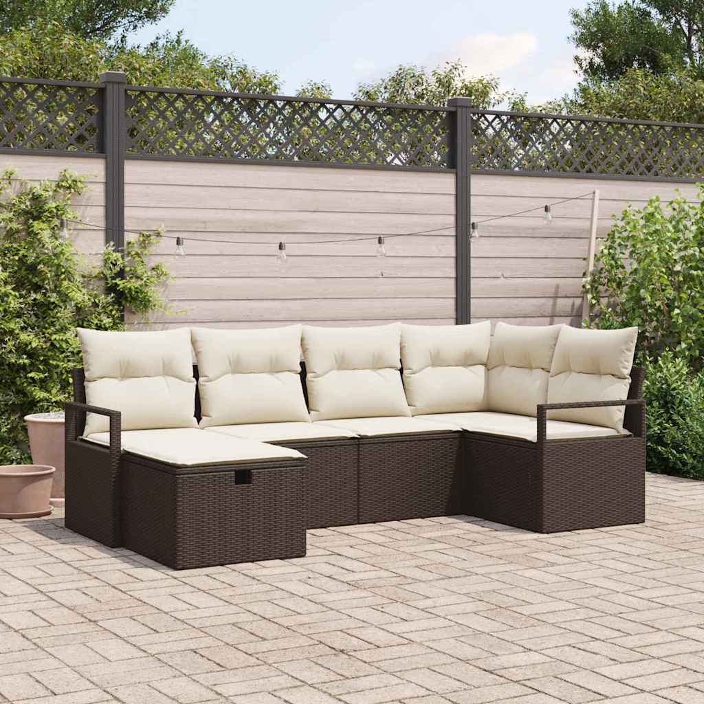 Garten-Sofa-Set 6 pcs Braun und Creme 232 x 122 x 85 cm